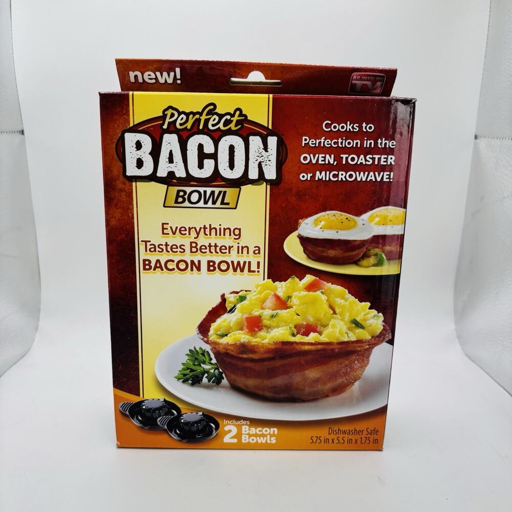 As Seen On TV Perfect Bacon Bowl 2 Bowls Included Dishwasher Safe New in Box